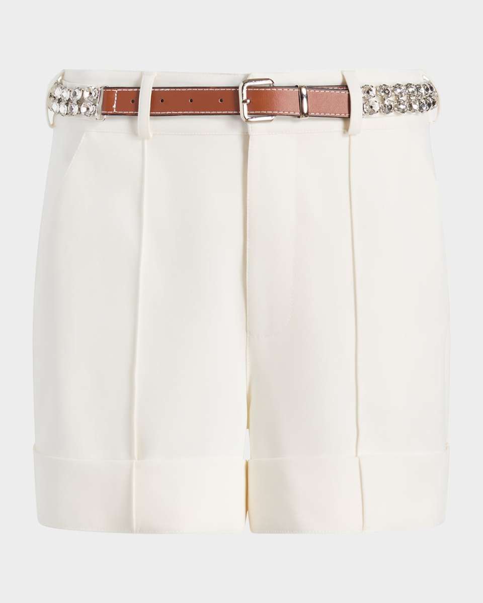 Ester Cuffed Shorts with Rhinestone Belt